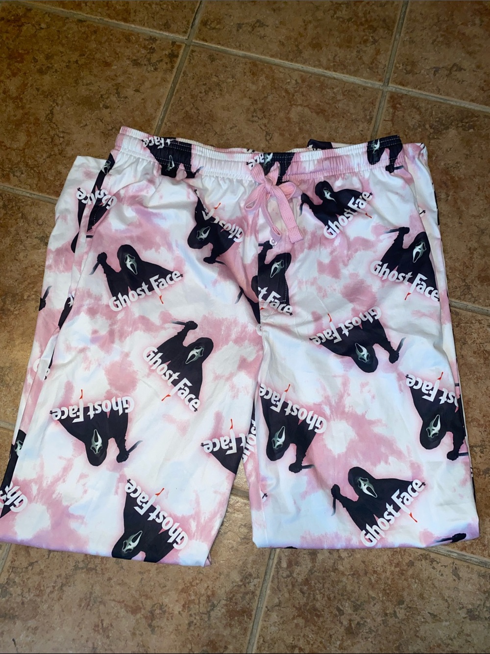 Ghost Face Pink Tie-Dye Women’s Pajama Long Pants Sz M NWOT
